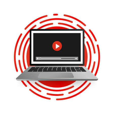 Concept live webcast for web page, banner. Watch video online. Vector illustrationのイラスト素材