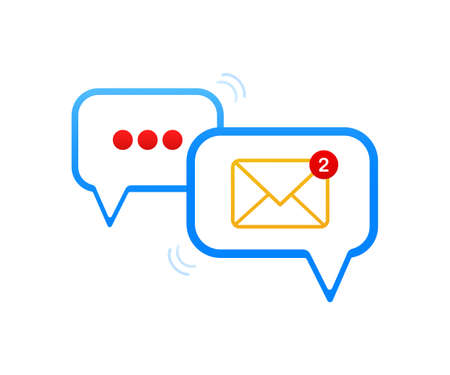 Speech bubble icon. Thin line blue icon with symbol of envelopeのイラスト素材