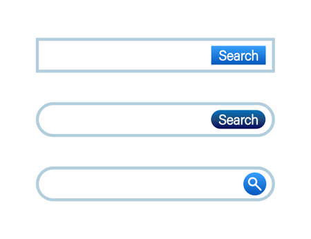 Search bar template. White color with blue elements. Classic and round simple designのイラスト素材