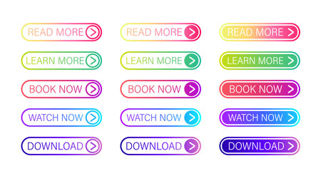 Green read more, buy now in modern style. Call icon. Website template. Modern infographic design template. Vector green background. Vector flat. Color set.のイラスト素材