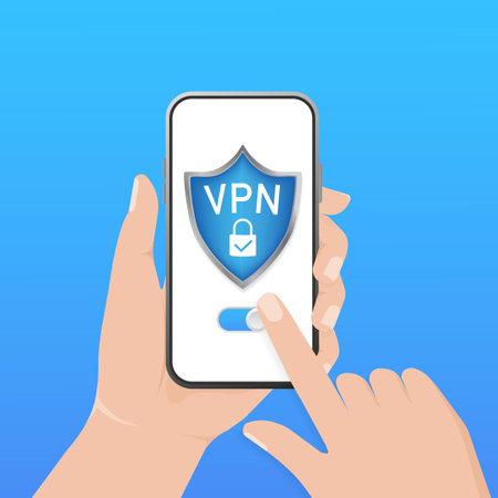 Secure VPN connection concept. Virtual private network connectivity overview. Safety internet technology, data secure. 3d icon with vpn for concept design.のイラスト素材