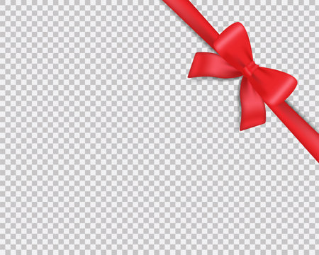 Realistic red ribbon banner on white backdrop. Holiday concept. Xmas present. Realistic template. Vector design template.のイラスト素材