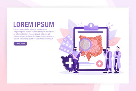 Flat vector illustration. Flat vector illustration with intestines, digestive system concept.のイラスト素材