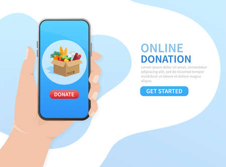 Donate online, great design for any purposes. Charity concept. Abstract green web banner. Vector background. Abstract icon. Web banner.のイラスト素材
