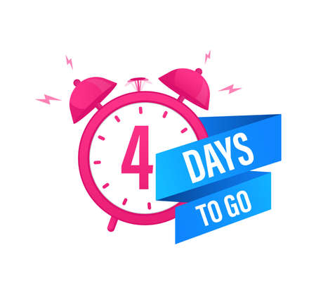 4 day to go in modern style. Special offer badge. Web design. Sale tag. Vector illustration.のイラスト素材