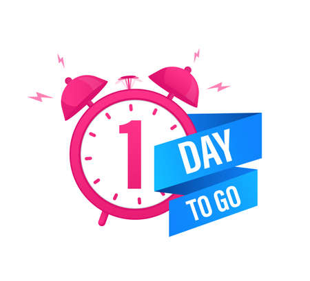 1 day to go in modern style. Special offer badge. Web design. Sale tag. Vector illustration.のイラスト素材