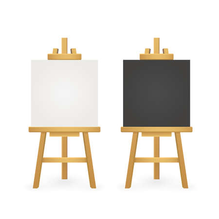 White easel on white background. Watercolor mockup on black backdrop. Brush painting. Vector paint.のイラスト素材