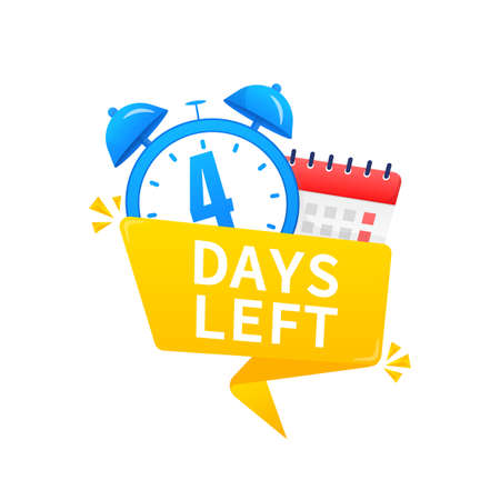 4 days left. Timer with calendar icon on a white background. Vector stock illustration.のイラスト素材