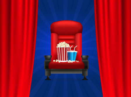 Movie time, great design for any purposes. Realistic cinema movie poster template. 3d banner background.のイラスト素材
