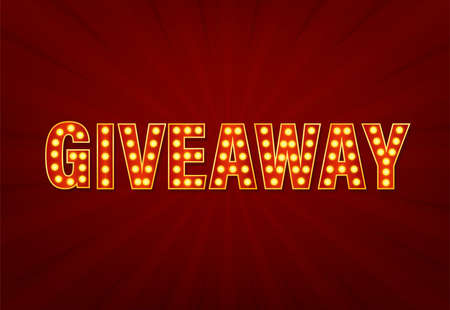 Illustration with giveaway light on dark background. Open gift box. Holiday gift surprise. Vintage template for promo design.のイラスト素材