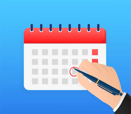 Calendar icon vector. Illustration on white backdrop. Holiday vector illustration. Time icon vector. Business organizer.のイラスト素材