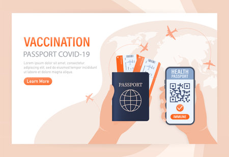 Mobile phone with immune digital health passport for covid-19. Green icon. Isometric concept. Covid pcr test vector icon. Vector isometric illustration.のイラスト素材