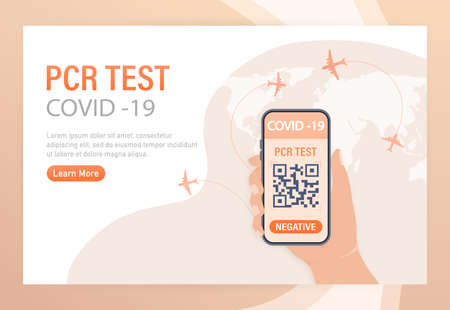 Illustration with negative pcr test people for paper design. Vector illustration. Covid test.