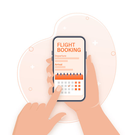 Flyer design for promotion design. Flight tickets online booking illustration landing page. Flat design vector illustration. Travel vector icon.のイラスト素材