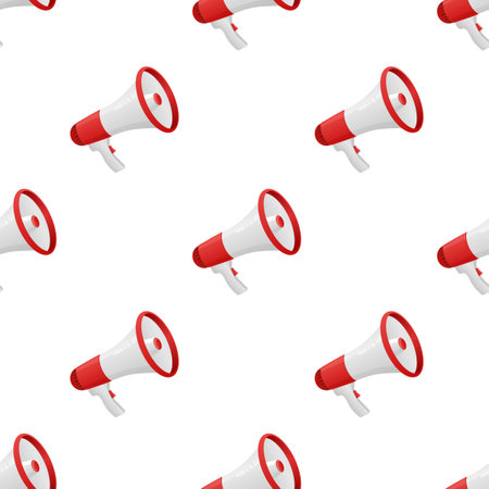 Flat icon with red megaphone pattern for concept design. Vector illustration template. Flat design. Business conceptのイラスト素材