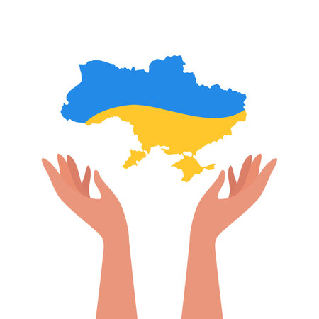 Stop world war. Ukraine flag vector design. National ukrainian flag. Love symbol. Vector isolated illustration. Ukraine war posterのイラスト素材