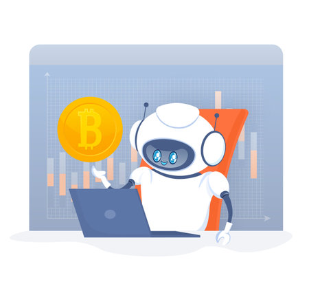 Trading bot. Stock trading concept. Artificial intelligence. Abstract backgroundのイラスト素材