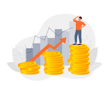 Finance growth man illustration. Vector illustration design. Business financial investmentのイラスト素材