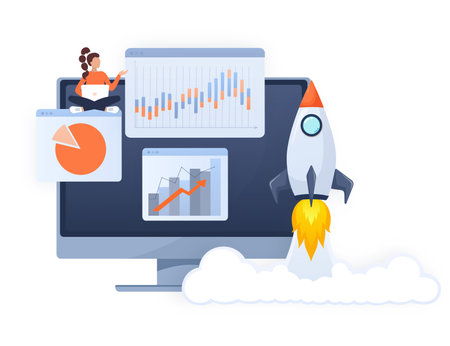 Startup new business project. Idea through planning and strategy, time management, realization. Vector illustrationのイラスト素材