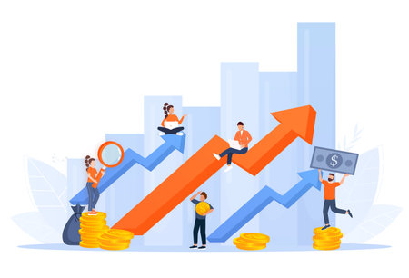 Career success growth. Business target achievement, career success growth. Business conceptのイラスト素材