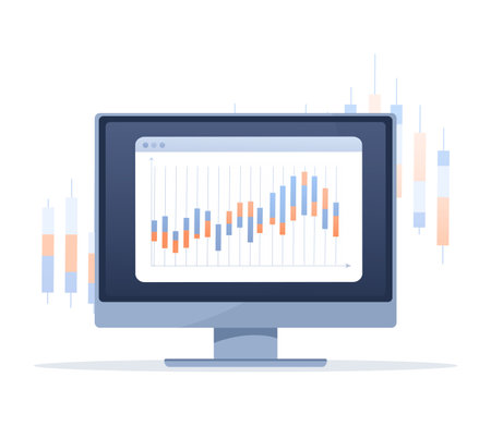 Data analysis, financial dashboard or accounting, corporate revenue or investment profit. Blue diagram on web pageのイラスト素材