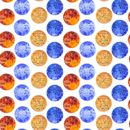 Seamless pattern astrological fire earth air water elements zodiac signs. Horoscope icons. Hand draw...