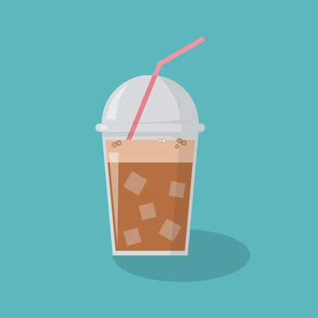 Vector illustration disposable iced coffee cup icon. Coffee cup logo. Flat illustrationのイラスト素材