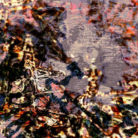 Colorful Seamless Grunge Pattern. Abstract Messy Painted. Modern Futuristic Wall Backdrop For Backgroundの写真素材