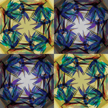 Colorful Seamless Grunge Pattern. Abstract Messy Painted. Modern Futuristic Wall Backdrop For Backgroundの写真素材