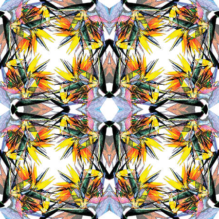 Colorful Seamless Grunge Pattern. Abstract Messy Painted. Modern Futuristic Wall Backdrop For Backgroundの写真素材