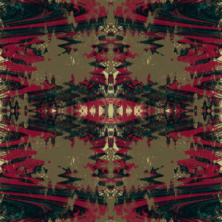Colorful Seamless Grunge Pattern. Abstract Messy Painted Antique Texture. Modern Futuristic Wall Backdrop For Background, Wallpaperの写真素材