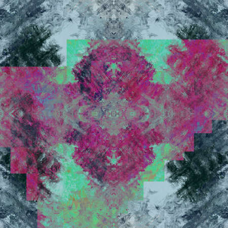 Colorful Seamless Grunge Pattern. Abstract Messy Painted Antique Texture. Modern Futuristic Wall Backdrop For Background, Wallpaperの写真素材