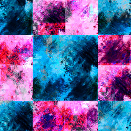 Colorful Seamless Grunge Pattern. Abstract Messy Painted Antique Texture. Modern Futuristic Wall Backdrop For Background, Wallpaperの写真素材