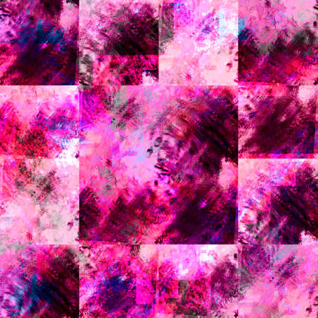 Colorful Seamless Grunge Pattern. Abstract Messy Painted Antique Texture. Modern Futuristic Wall Backdrop For Background, Wallpaperの写真素材