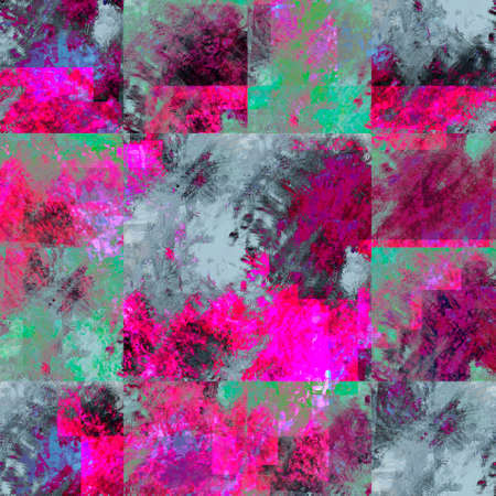 Colorful Seamless Grunge Pattern. Abstract Messy Painted Antique Texture. Modern Futuristic Wall Backdrop For Background, Wallpaperの写真素材
