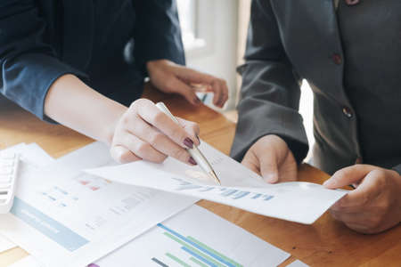 Business team meeting present. secretary presentation new idea and making report to professional investor with new finance projectの写真素材