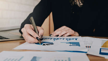 Close up Business people meeting to discuss the situation on the market. Business Financial Concept