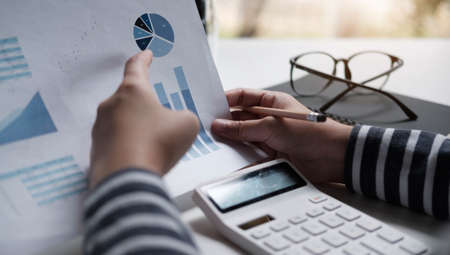 Close up Business people meeting to discuss the situation on the market. Business Financial Concept