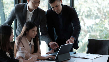 Business People Planning Strategy Analysis from financial document report, Office Concept