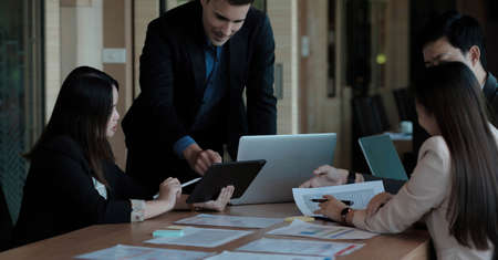 Business People Planning Strategy Analysis from financial document report, Office Concept