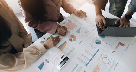 teamwork business woman accounting concept financial in office
