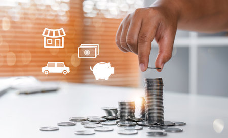Financial concepts and saving money Planning savings for the future Future risk management financial...