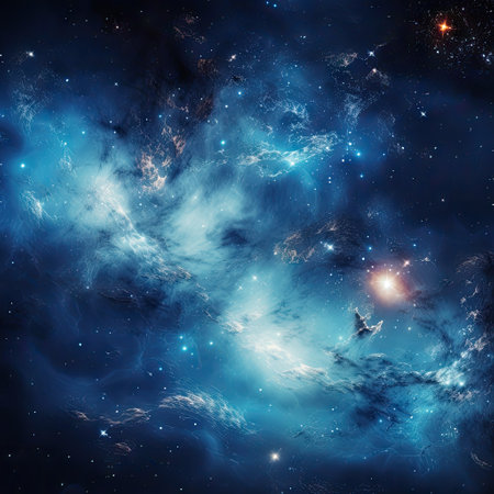 Cosmic milky way galaxy background with nebula, stardust and bright shining stars. Generative AIの素材