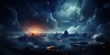 Cosmic nebula in deep space It showcases the stunning beauty of the universe beyond Earth. The concept of cosmic reality by Generative AIの素材