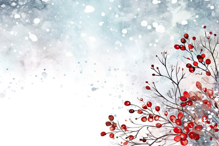 Mock up watercolor Christmas background with empty space for text by Generative AIの素材