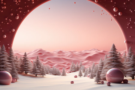 Christmas background with copy space for text, 3D rendered, realistic by Generative AIの素材