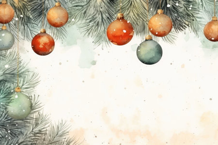 Mock up watercolor Christmas background with empty space for text by Generative AIの素材