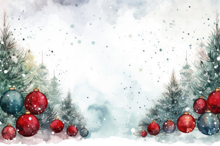 Mock up watercolor Christmas background with empty space for text by Generative AIの素材