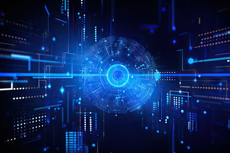 big data concept blue futuristic digital style There is a force of energy attraction in the future world by Generative AIの素材