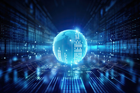 big data concept blue futuristic digital style There is a force of energy attraction in the future world by Generative AIの素材